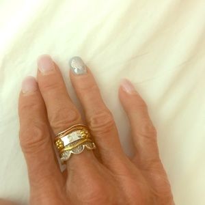 Spinner ring, sterling/copper/brass